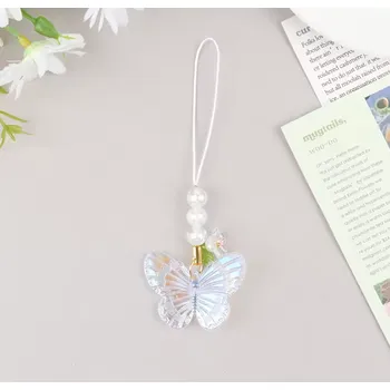 Řetízek B-TOP Roztomilý řetízek na mobil ve tvaru motýla – modrý, bílý nebo růžový Druh barvy: Bílá