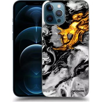 Pouzdro na mobilní telefon Picasee silikonový černý obal pro Apple iPhone 12 Pro Max - Black Gold 2