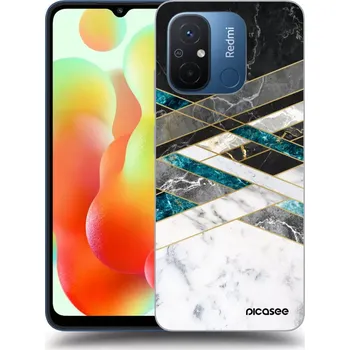 Pouzdro na mobilní telefon Picasee silikonový průhledný obal pro Xiaomi Redmi 12C - Black & White geometry