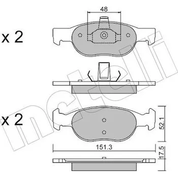 Brzdový systém Sada brzdových destiček, kotoučová brzda METELLI 22-0079-2