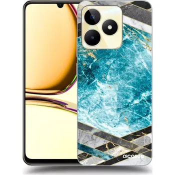 Pouzdro na mobilní telefon Picasee silikonový černý obal pro Realme C53 - Blue geometry