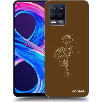 Pouzdro na mobilní telefon Picasee silikonový černý obal pro Realme 8 Pro - Brown flowers