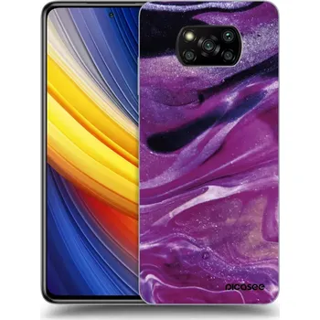 Pouzdro na mobilní telefon Picasee silikonový černý obal pro Xiaomi Poco X3 Pro - Purple glitter