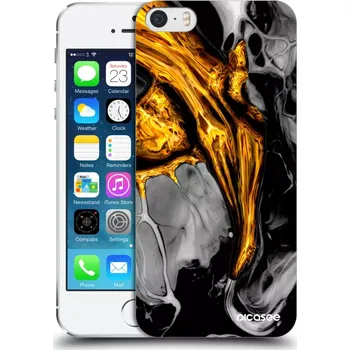 Pouzdro na mobilní telefon Picasee silikonový průhledný obal pro Apple iPhone 5/5S/SE - Black Gold