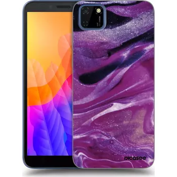Pouzdro na mobilní telefon Picasee silikonový černý obal pro Huawei Y5P - Purple glitter