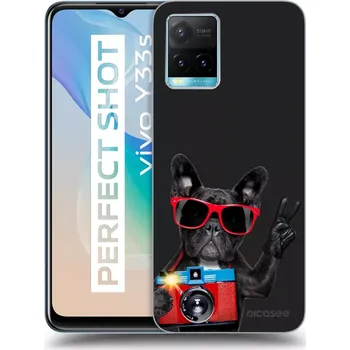 Pouzdro na mobilní telefon Picasee silikonový černý obal pro Vivo Y33s - Francouzský Buldoček