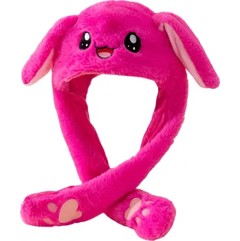 Čepice Excellent Plyšová čepice s pohyblivýma ušima - Tmavá růžová