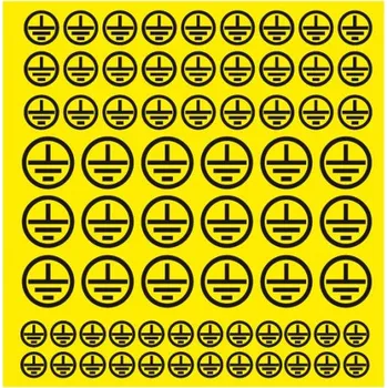 Znak ochranné uzemnění, žluto-černý