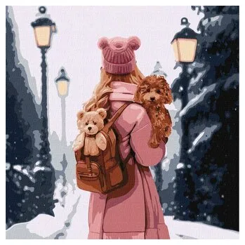 Set školních potřeb Malowanie po numerach -Zimowe miasto 40x40cm