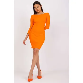 Dámské šaty RUE PARIS Bavlněné žebrované šaty s výstřihem na zádech oranžová Velikost: M