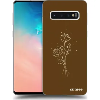 Pouzdro na mobilní telefon Picasee ULTIMATE CASE pro Samsung Galaxy S10 G973 - Brown flowers