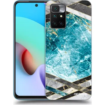 Pouzdro na mobilní telefon Picasee silikonový černý obal pro Xiaomi Redmi 10 - Blue geometry