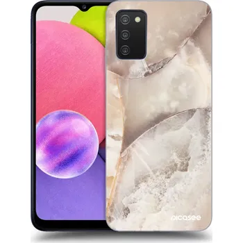 Pouzdro na mobilní telefon Picasee silikonový průhledný obal pro Samsung Galaxy A03s A037G - Cream marble