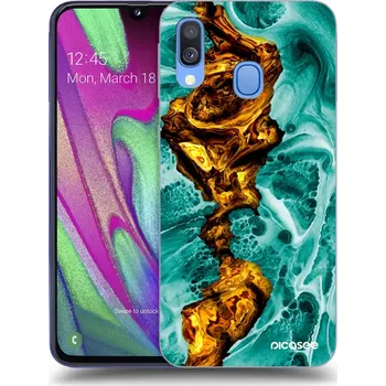 Pouzdro na mobilní telefon Picasee silikonový průhledný obal pro Samsung Galaxy A40 A405F - Goldsky