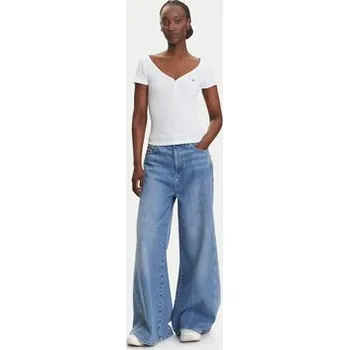 Pánské tričko Tommy Jeans T-Shirt Henley DW0DW20902 Bílá Slim Fit XXS