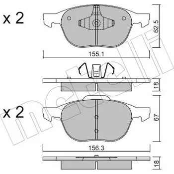 Brzdový systém Sada brzdových destiček, kotoučová brzda METELLI 22-0534-0