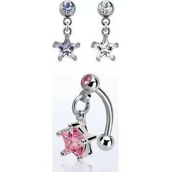 Piercing Banán do pupíku s hvězdou v různých barvách BNERZS6 (Banán do pupíku z chirurgické oceli s hvězdou v různých barvách BNERZS6)