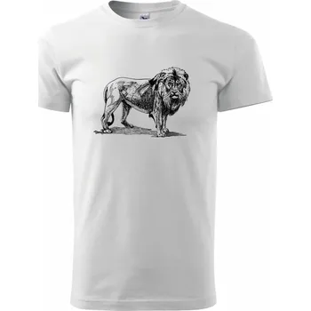 Pánské tričko Lev kreslený - Triko extra velké (5-8XL) - 8XL ( Bílá )
