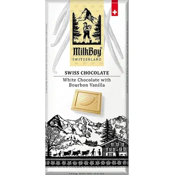 Čokoláda Švýcarské čokolády Milkboy MILKBOY SWISS Bílá čokoláda Bourbon Vanilla 100g