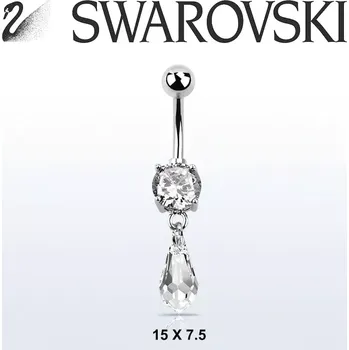 Piercing Banán do pupíku s krystalem Swarovski MCD713 (Piercing Swarovski v různých délkách MCD713)
