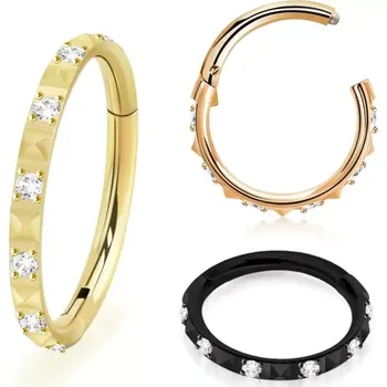 Piercing Barevný kroužek prokládaný krystaly SGSH44T (Barevný kroužek z chirurgické oceli prokládaný krystaly v různých délkách SGSH44T)