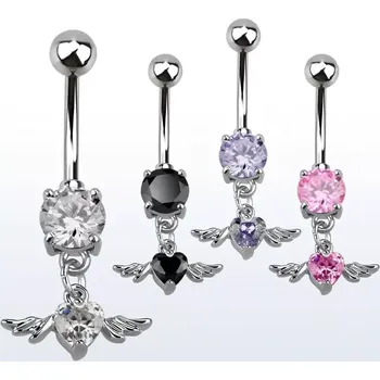 Piercing Banán do pupíku s křídly v různých barvách a kuličkou MCDZ367 (Banán do pupíku z chirurgické oceli s křídly v různých barvách a kuličkou MCDZ367)