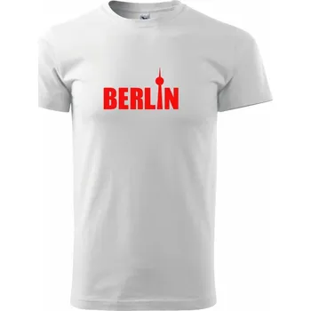 Pánské tričko Berlin nápis věž Berliner Fernsehturm - Triko extra velké (5-8XL) - 7XL ( Bílá )
