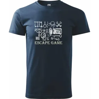 Pánské tričko Escape game zámky - Triko extra velké (5-8XL) - 8XL ( Námořní modrá (velmi tmavá - téměř černá) )