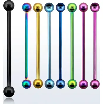 Piercing Industrial s kuličkami různých barev BBITB (Industrial z chirurgické oceli s kuličkami po obou stranách různých barev BBITB)