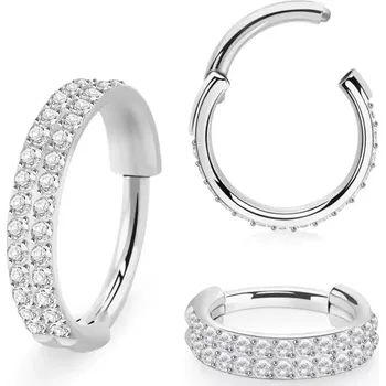 Piercing Ocelový kroužek s dvojitou řadou kamínků SGSH22 InfinityPierce.cz (Kroužek s dvojitou řadou kamínků v barvě leštěné oceli SGSH22)