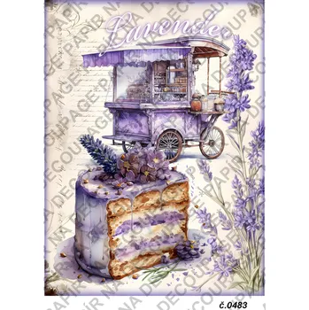 Umělecký papír Rýžový a soft papír na decoupage - Levandule vintage - KB0483 Materiál: Soft, Rozměr: A4