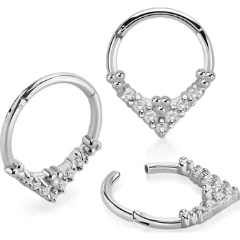 Piercing Kroužek zdobený sedmi čirými kamínky SGTSH31 (Kroužek zdobený sedmi čirými kamínky v různých průměrech SGTSH31)