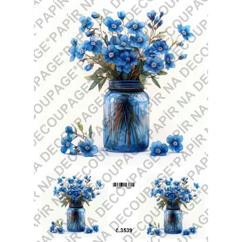 Umělecký papír Rýžový a soft papír na decoupage - Pomněnky- KB03538 Materiál: Soft, Rozměr: A4