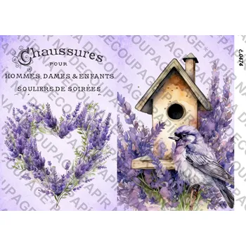 Umělecký papír Rýžový a soft papír na decoupage - Levandule vintage - KB0474 Materiál: Soft, Rozměr: A4