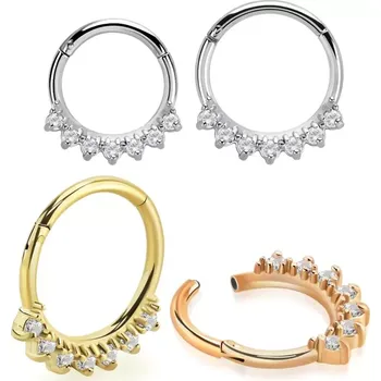 Piercing Kroužek korunka různých barev se zirkony SGTSH29 (Kroužek korunka různých barev s krystalem SGTSH29)