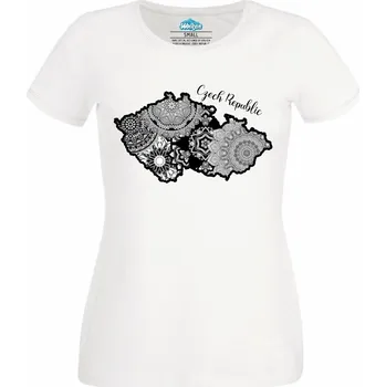 Dámské tričko Mandala Česka Czech Republic (Velikost: 4XL, Barva: Bílá)