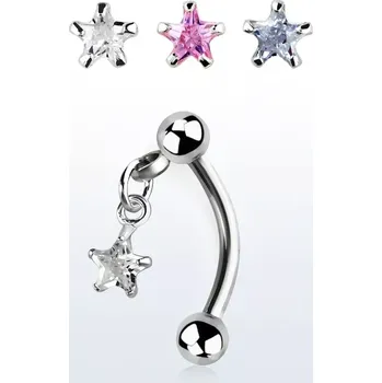 Piercing Banán do pupíku s hvězdou v různých barvách a kuličkami BNERV5 (Banán do pupíku z chirurgické oceli s hvězdou v různých barvách a kuličkami BNERV5)