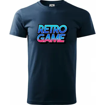 Pánské tričko Retro game nápis barevný - Triko extra velké (5-8XL) - 7XL ( Námořní modrá (velmi tmavá - téměř černá) )