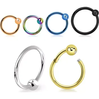 Piercing Kroužek různých barev s kuličkou HBCRB (Kroužek různých barev, délek a tlouštěk s kuličkou HBCRB)