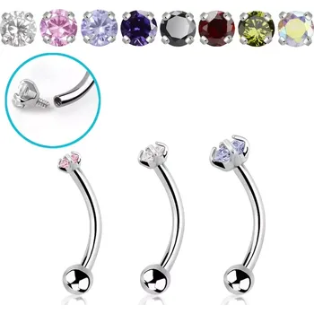 Piercing Banánek s kamínkem a kuličkou BNECZIN (Banánek s kamínkem a kuličkou v různých délkách a barvách krystalu BNECZIN)