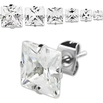 Piercing Pár náušnic osazených čtvercovým krystalem ERZSQ (Pár náušnic z chirurgické oceli osazených čtvercovým krystalem ERZSQ)