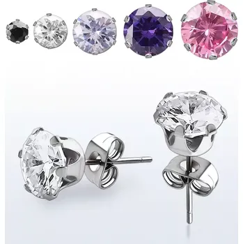 Piercing Pár náušnic osazených kulatým krystalem ERZM (Pár náušnic z chirurgické oceli osazených kulatým krystalem ve volitené barvě a délce ERZM)