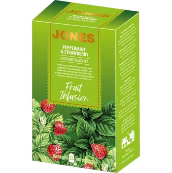 Čaj JONES Black Peppermint & Strawberry přebal 25x2g