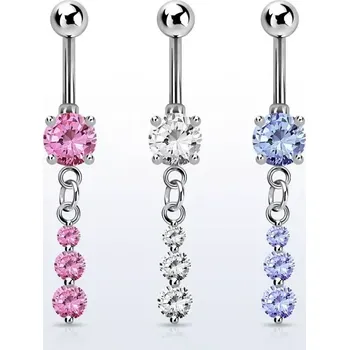 Piercing Piercing do pupíku s kamínky a řetízkem MCDZ418 (Piercing do pupíku se zirkony a řetízkem z chirurgické oceli MCDZ418)