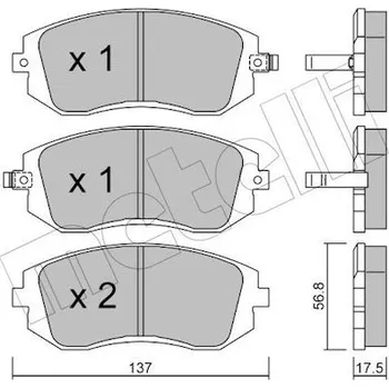 Brzdový systém Sada brzdových destiček, kotoučová brzda METELLI 22-0500-0