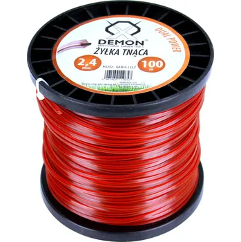 Žací struna čtvercového profilu s ocelovým lankem, 2,4 mm × 100 m – DEMON M84107