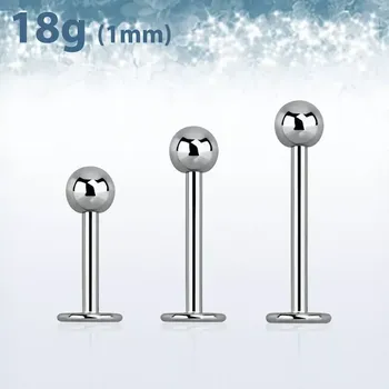Piercing Labret se kuličkou různých barev LB18B3 (Labret z chirurgické oceli 316L s vnitřním závitem, s horní kuličkou ve volitelné barvě LB18B3)