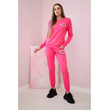 Bavlněná souprava s ozdobným srdíčkem model 69932 fuchsiová