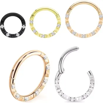 Piercing Otevírací kroužek různých barev a různých průměrů se zirkony SGSH25 (Otevírací kroužek různých barev a různých průměrů se zirkony z chirurgické oceli SGSH25)