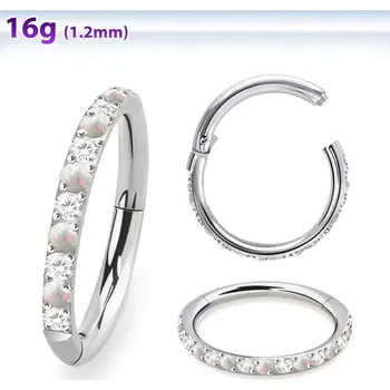 Piercing Ocelový kroužek prokládaný krystaly a opály SGSH10ZO InfinityPierce.cz (Ocelový kroužek z chirurgické oceli prokládaný krystaly a opály v různých délkách SGSH10ZO)